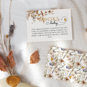 Carte D'accompagnement Livres de Baby shower d'automne Fleur sauvage aqua