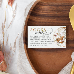 Carte D'accompagnement Livres de Baby shower d'automne Fleur sauvage aqua