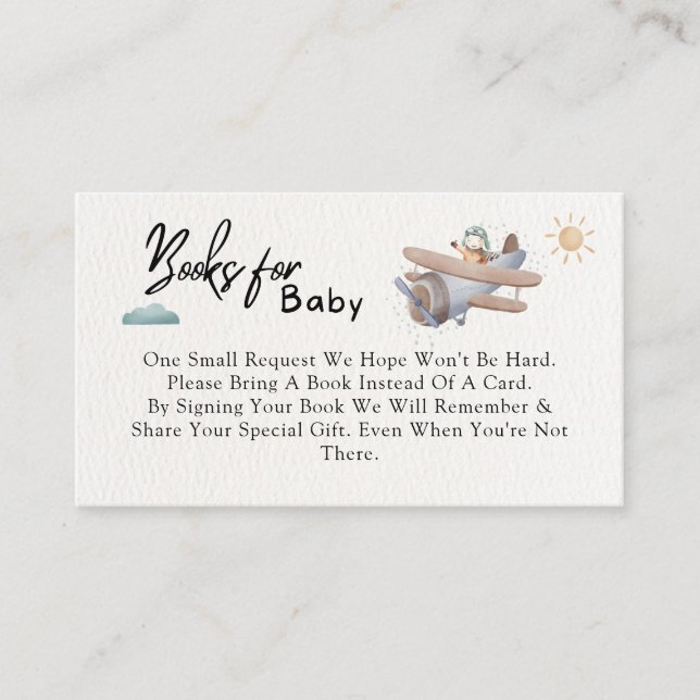 Carte D'accompagnement Livres de Baby shower d'avion pour bébés (Devant)
