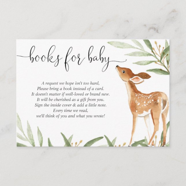 Carte D'accompagnement Livres de baby shower de cerfs neutres pour bébé e (Devant)