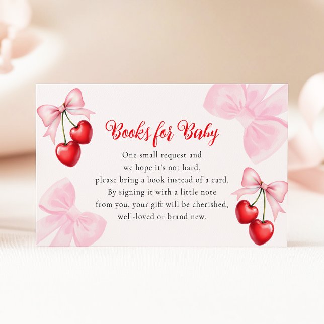 Carte D'accompagnement Livres de Baby shower de cerisier de Bow rose pour (Créateur téléchargé)
