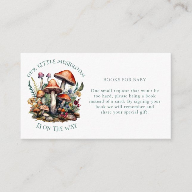 Carte D'accompagnement Livres De Baby shower De Champignons Enchantés Pou (Devant)