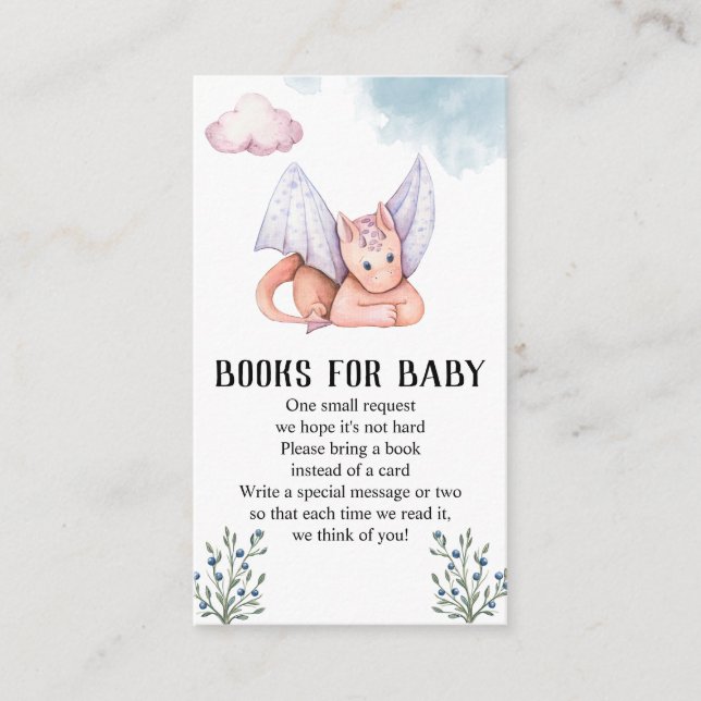 Carte D'accompagnement Livres De Baby shower De Dragon Rose Pour Bébé (Devant)