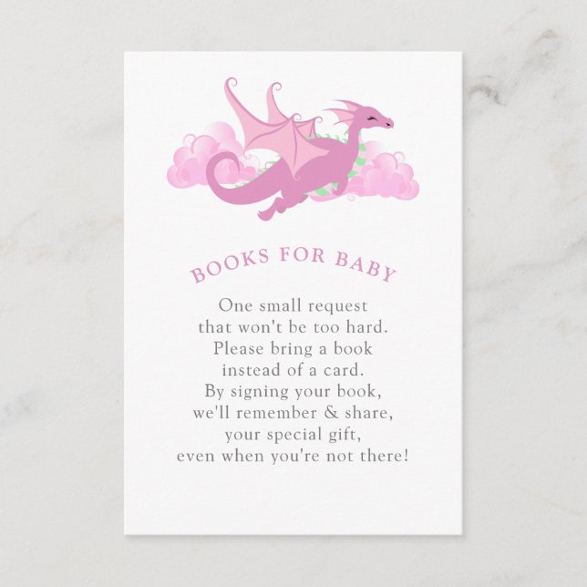 Carte D'accompagnement Livres de Baby shower de Dragon Whimsical Rose pou (Devant)