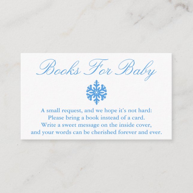 Carte D'accompagnement Livres De Baby shower De Flocon De Neige Pour Baby (Devant)