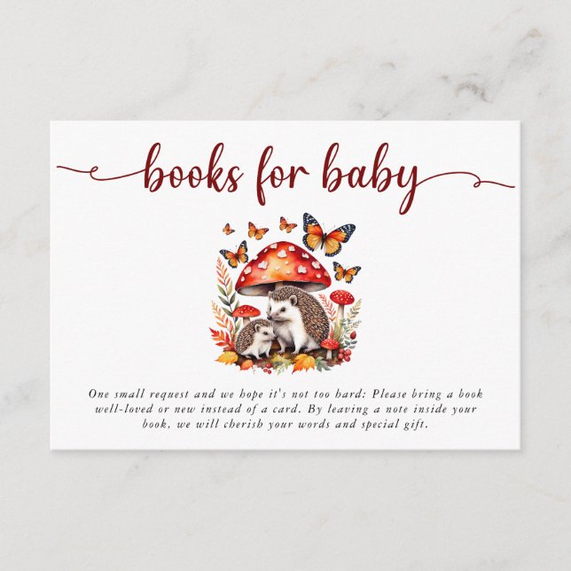 Carte D'accompagnement Livres de Baby shower de Hérisson d'automne Woodla (Devant)