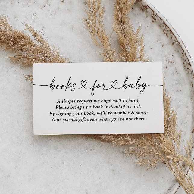 Carte D'accompagnement Livres de Baby shower de script moderne pour bébé (Créateur téléchargé)