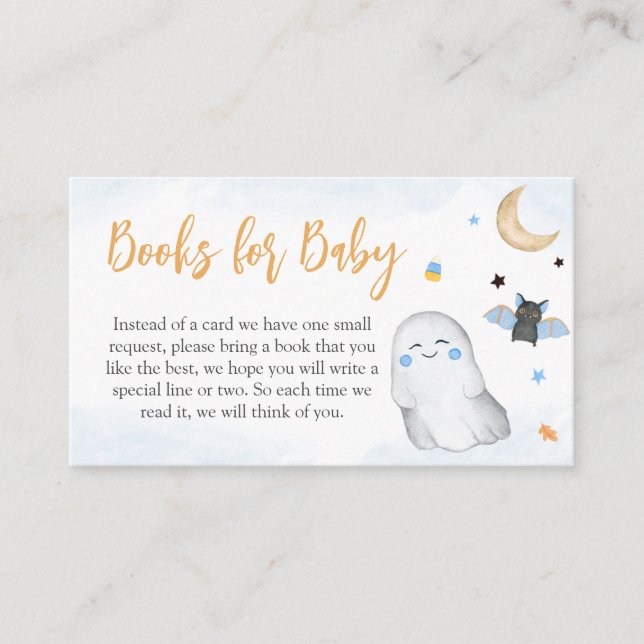 Carte D'accompagnement Livres de Baby shower d'Halloween bleu pour bébé (Devant)