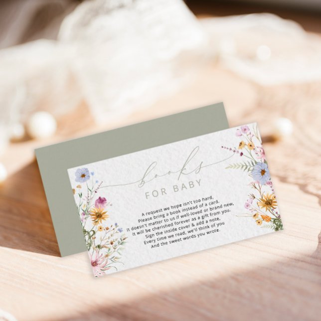 Carte D'accompagnement Livres de Baby shower Fleur sauvage Whimsical (Créateur téléchargé)