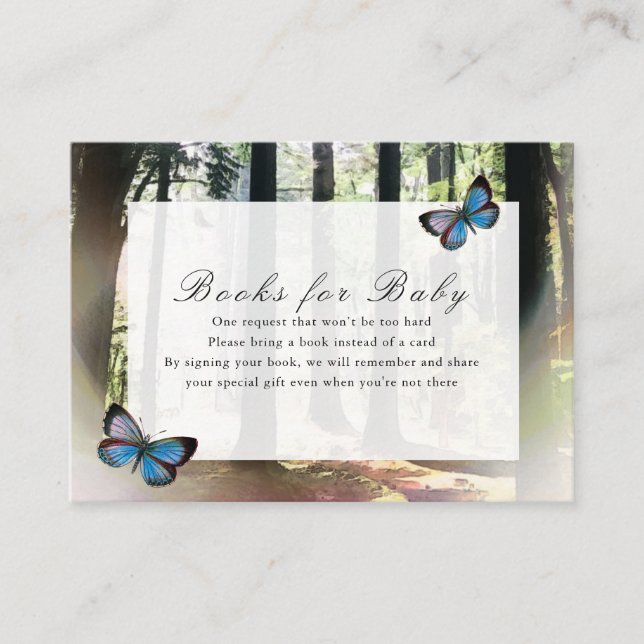 Carte D'accompagnement Livres de Baby shower forestier enchanté pour bébé (Devant)