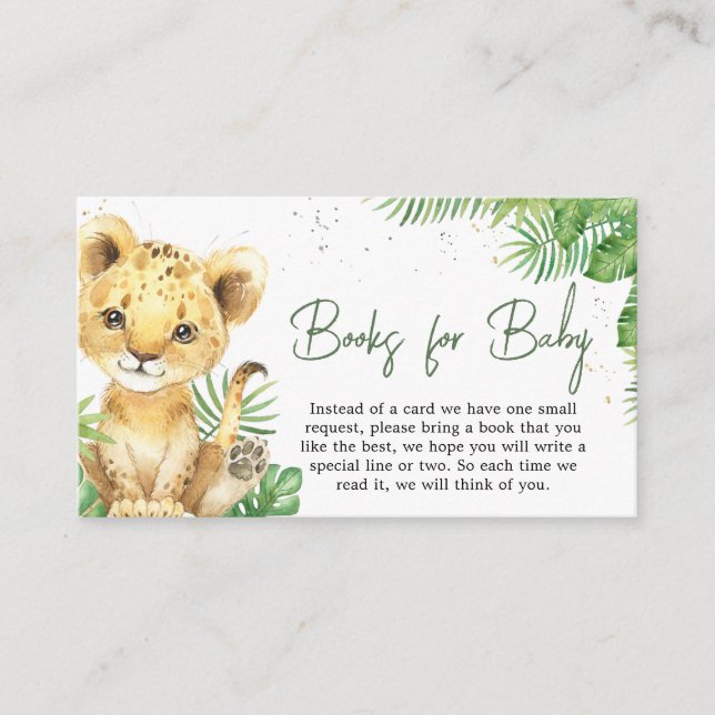 Carte D'accompagnement Livres de Baby shower Lion rugissant pour bébé (Devant)