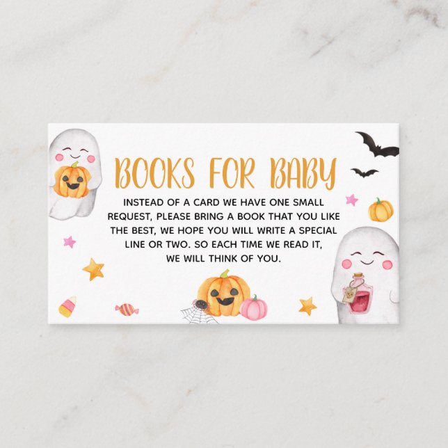 Carte D'accompagnement Livres de Baby Shower Little Boo Rose Ghost pour B (Devant)