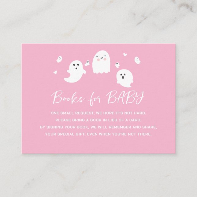 Carte D'accompagnement Livres de Baby shower Pink Halloween pour bébé (Devant)