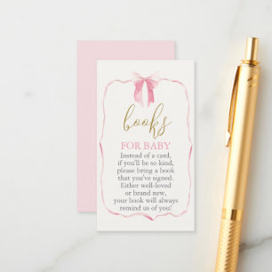 Carte D'accompagnement Livres de Baby shower pour bébé avec Bow rose