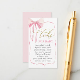 Carte D'accompagnement Livres de Baby shower pour bébé avec Bow rose