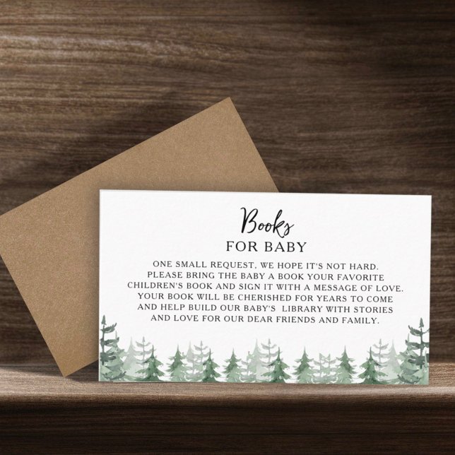 Carte D'accompagnement Livres de Baby shower pour bébé en Pine-Arbre aqua (Créateur téléchargé)