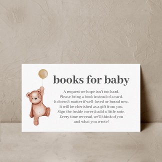 Carte D'accompagnement Livres De Baby shower Pour Bébé Teddy Bear