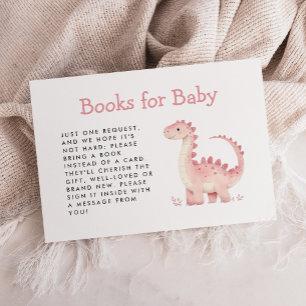 Carte D'accompagnement Livres de Baby Shower pour une jolie fille dinosau