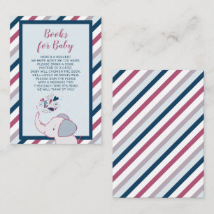 Carte D'accompagnement Livres de Baby shower rose & Navy Elephant pour bé