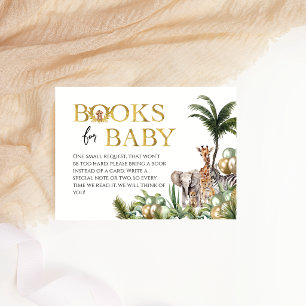 Carte D'accompagnement Livres de Baby Shower sur les Animaux de la Jungle