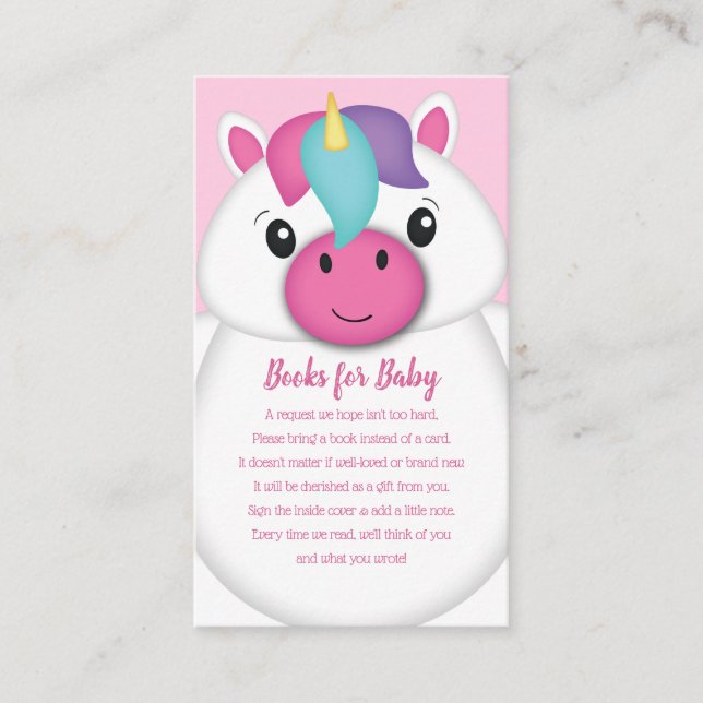 Carte D'accompagnement Livres de Baby shower Unicorn pour bébé (Devant)