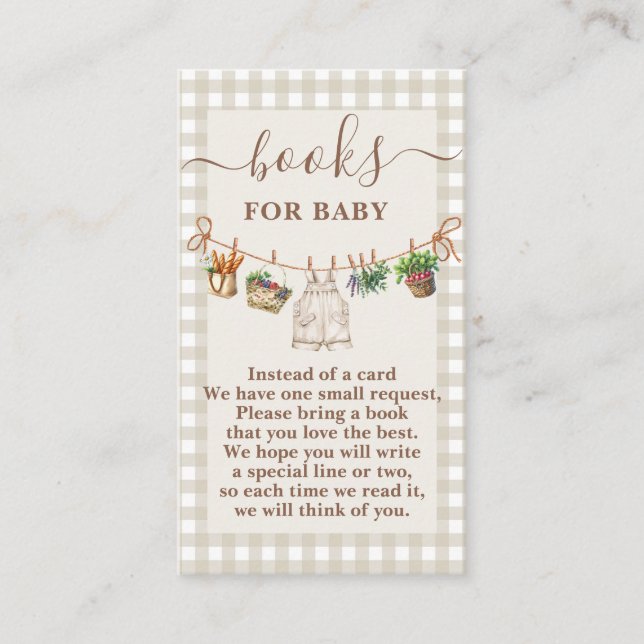 Carte D'accompagnement Livres de Baby showers cultivés localement pour bé (Devant)
