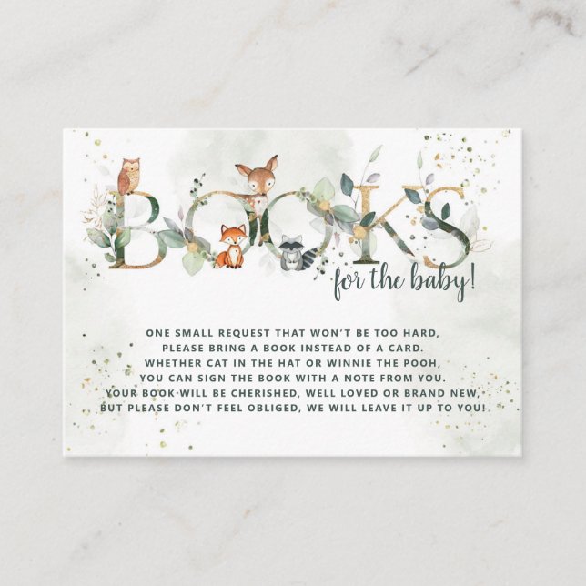 Carte D'accompagnement Livres de Baby showers de bois vertes pour bébé (Devant)