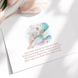 Carte D'accompagnement Livres de baleines aquarelles florales pour bébé