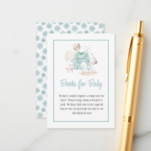 Carte D'accompagnement Livres de bébé fille à l'aquarelle verte pour cart