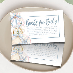 Carte D'accompagnement Livres de bébé pour Baby Shower Coastal Preppy Ble