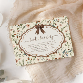 Carte D'accompagnement Livres de bébé pour Baby Shower Rustique Floral