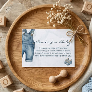 Carte D'accompagnement Livres de bébé pour Baby Shower Watercolor Blue Je