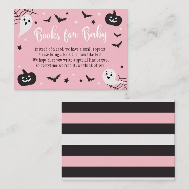Carte D'accompagnement Livres de bébé pour la fête prénatale d'Halloween  (Devant / Derrière)