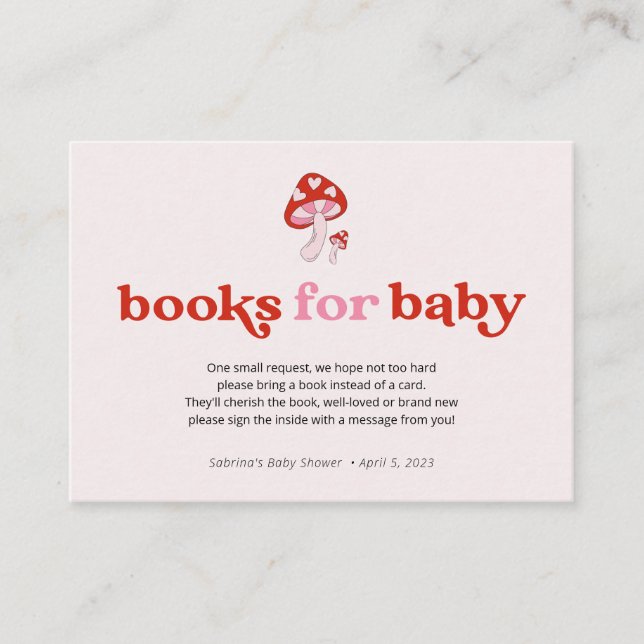 Carte D'accompagnement Livres de champignons pour bébé | Rouge et rose (Devant)