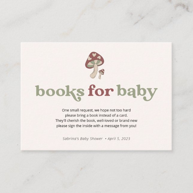 Carte D'accompagnement Livres de champignons pour bébé | Sage Green (Devant)