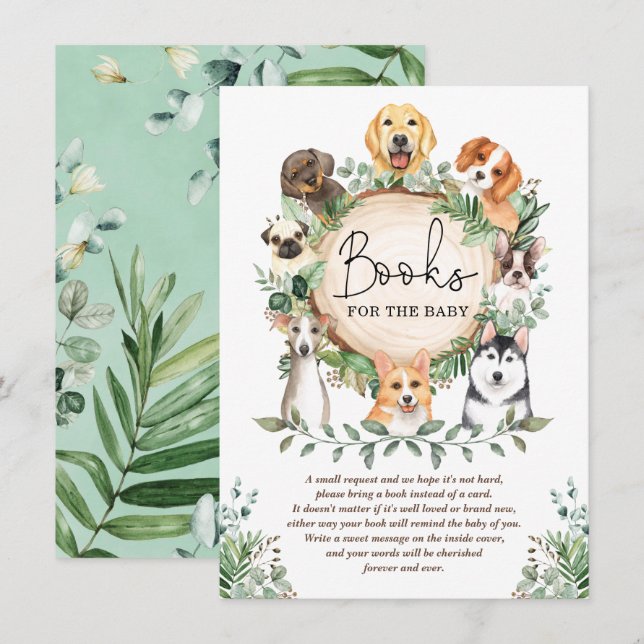Carte D'accompagnement Livres de Chien Chien Coquelicot verdoyant pour Ba (Devant / Derrière)
