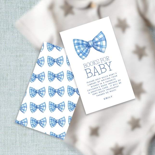 Carte D'accompagnement Livres de Cravate de boue En vichy bleu pour Baby  (front and back)