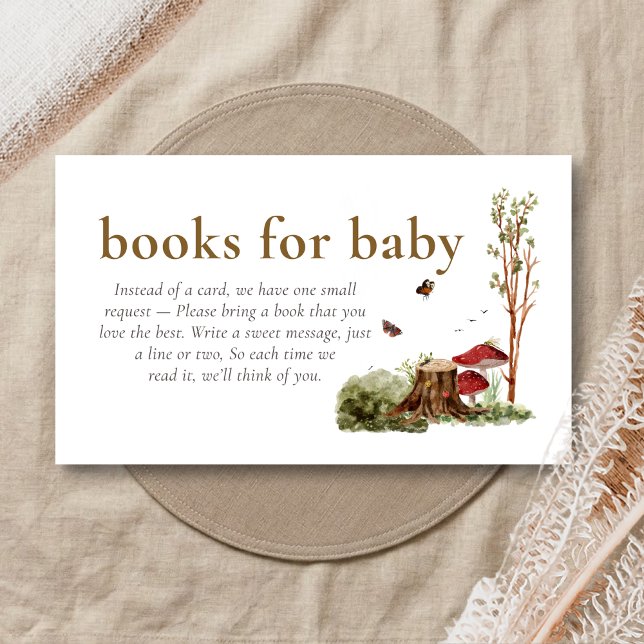 Carte D'accompagnement Livres de douche rustiques champignons forestiers  (Mushroom Rustic Woodland Baby Shower Books for Baby)