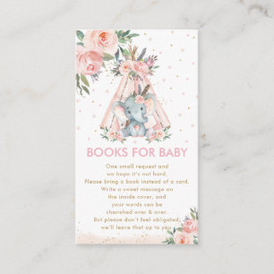 Carte D'accompagnement Livres de douches à éléphant rose tribal pour bébé