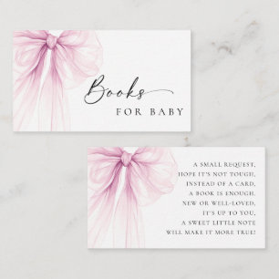 Carte D'accompagnement Livres de Fête de Naissance au Ruban Rose Élégant 