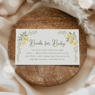 Carte D'accompagnement Livres de Fête de Naissance Fleuris Citron pour Bé