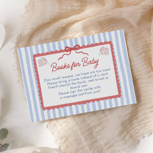 Carte D'accompagnement Livres de Fête de Naissance Rouge, Blanc et Bébé à