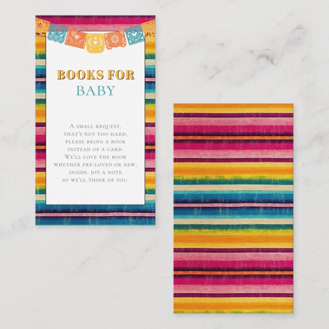 Carte D'accompagnement Livres de Fiesta mexicaine pour le Baby shower (Devant / Derrière)