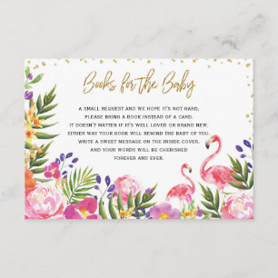 Carte D'accompagnement Livres de Flamant rose pour bébé Tropical Floral é