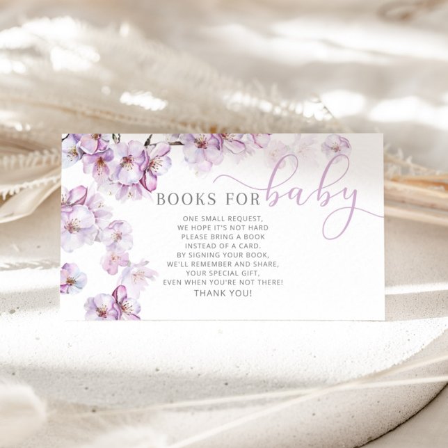 Carte D'accompagnement Livres de fleurs de cerisiers Lilac pour billet bé (Créateur téléchargé)