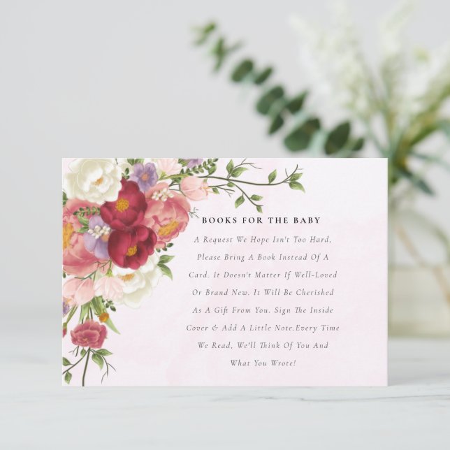 Carte D'accompagnement Livres de fleurs roses rouges blanches brillants p (Debout devant)