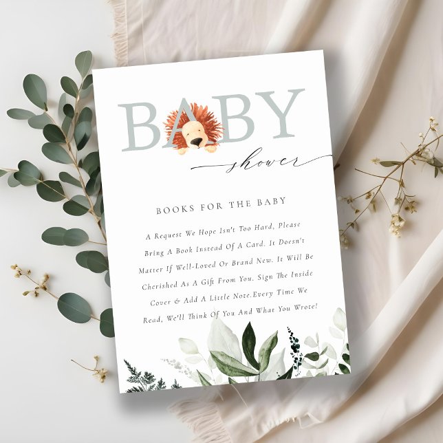 Carte D'accompagnement Livres De Foliage De Lion Cute Boho Pour Baby show (Créateur téléchargé)