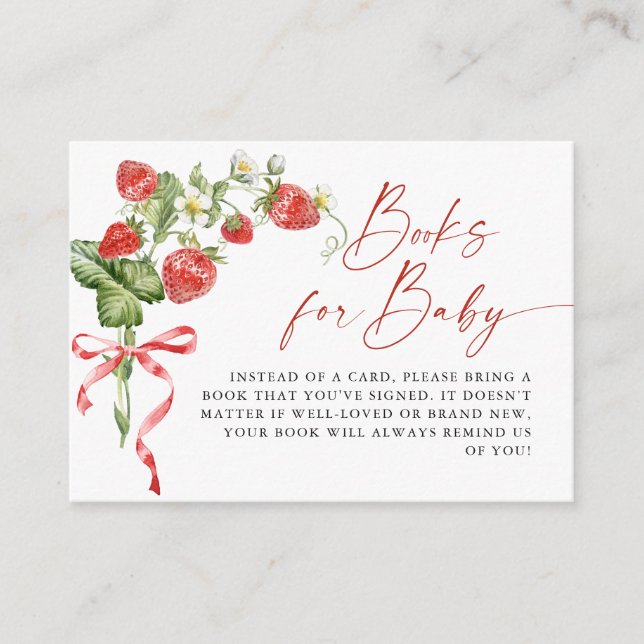 Carte D'accompagnement Livres de fraises Meadow pour Baby shower (Devant)