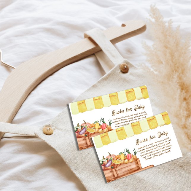 Carte D'accompagnement Livres De Fruits De Veggie Cultivés Localement Pou (Locally Grown Veggie Fruits Books For Baby Shower Enclosure Card)