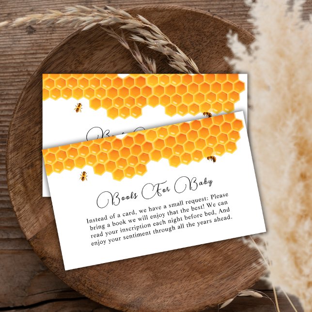 Carte D'accompagnement Livres de garçon de abeille de miel minimal pour b (Minimal Honey Bumblebee Boy Books For Baby Shower Enclosure Card)